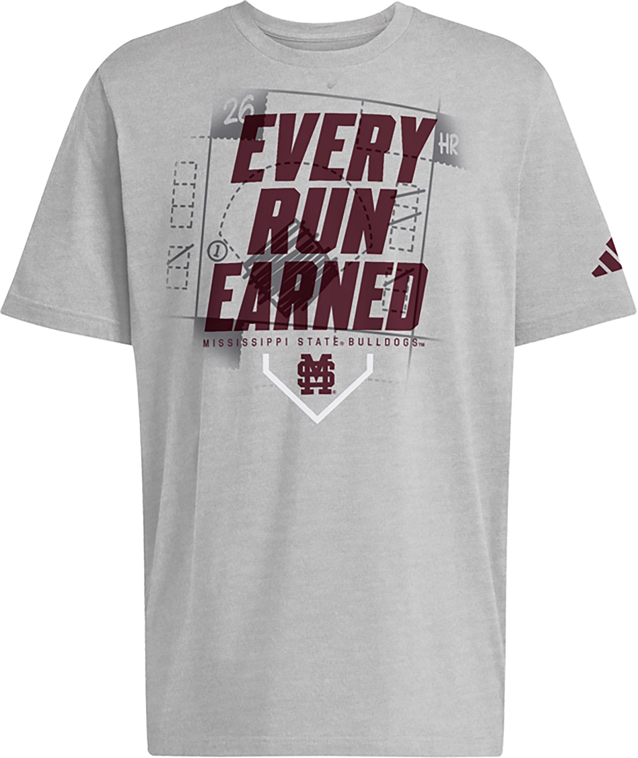 adidas Men’s Mississippi State University Every Run Earned PS Dugout Fresh T-shirt - view number 3