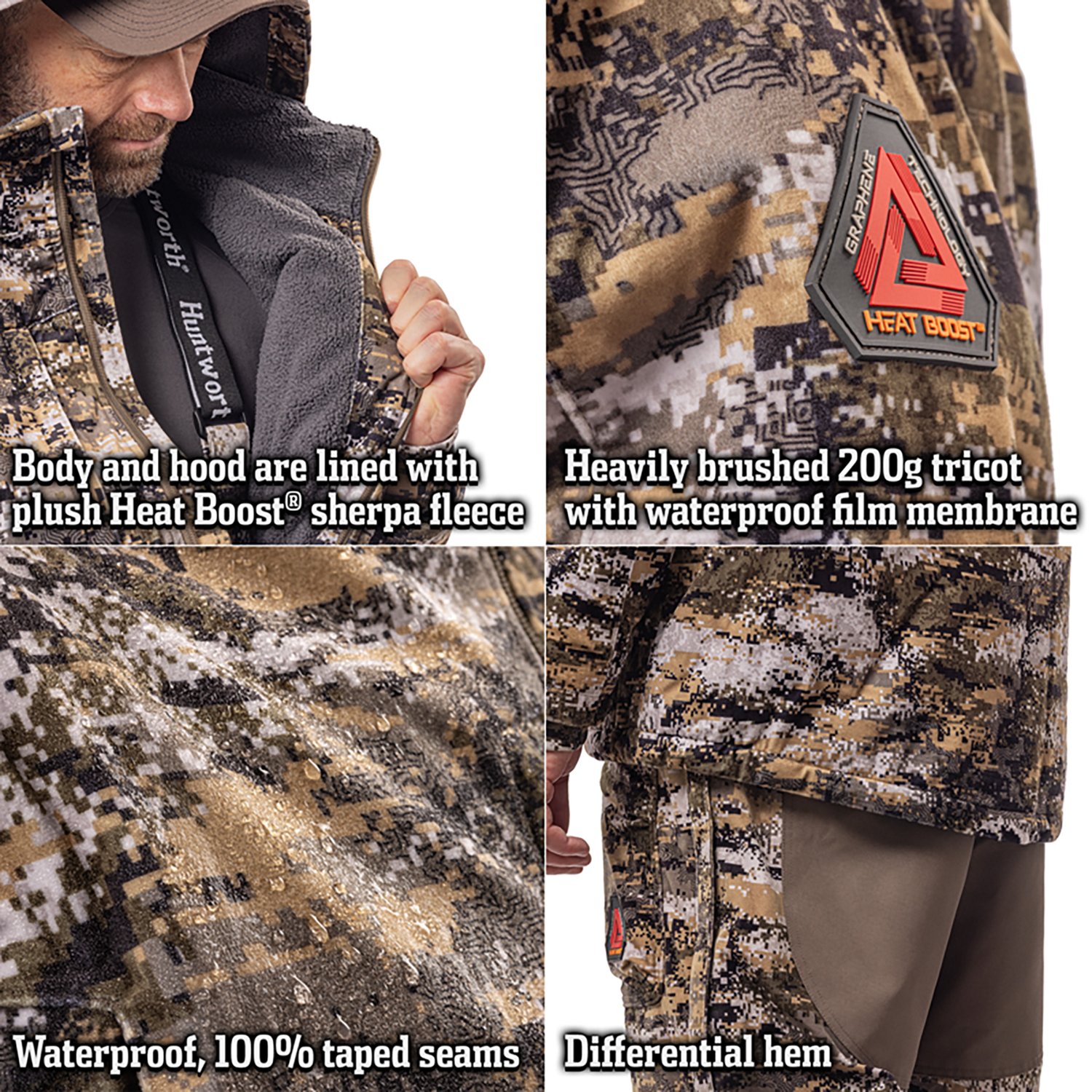 Huntworth Men's Matterhorn Heat Boost HW WP Fleece Lined Jacket - view number 6