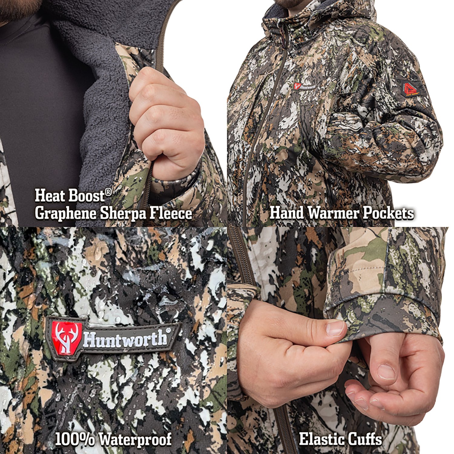 Huntworth Men's Matterhorn Heat Boost HW WP Fleece Lined Jacket - view number 5