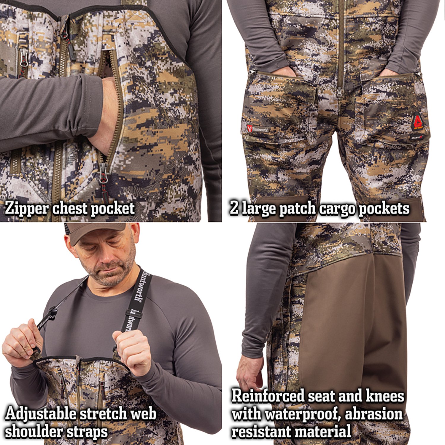 Huntworth Men's Warren Heat Boost HW Softshell Bib - view number 6