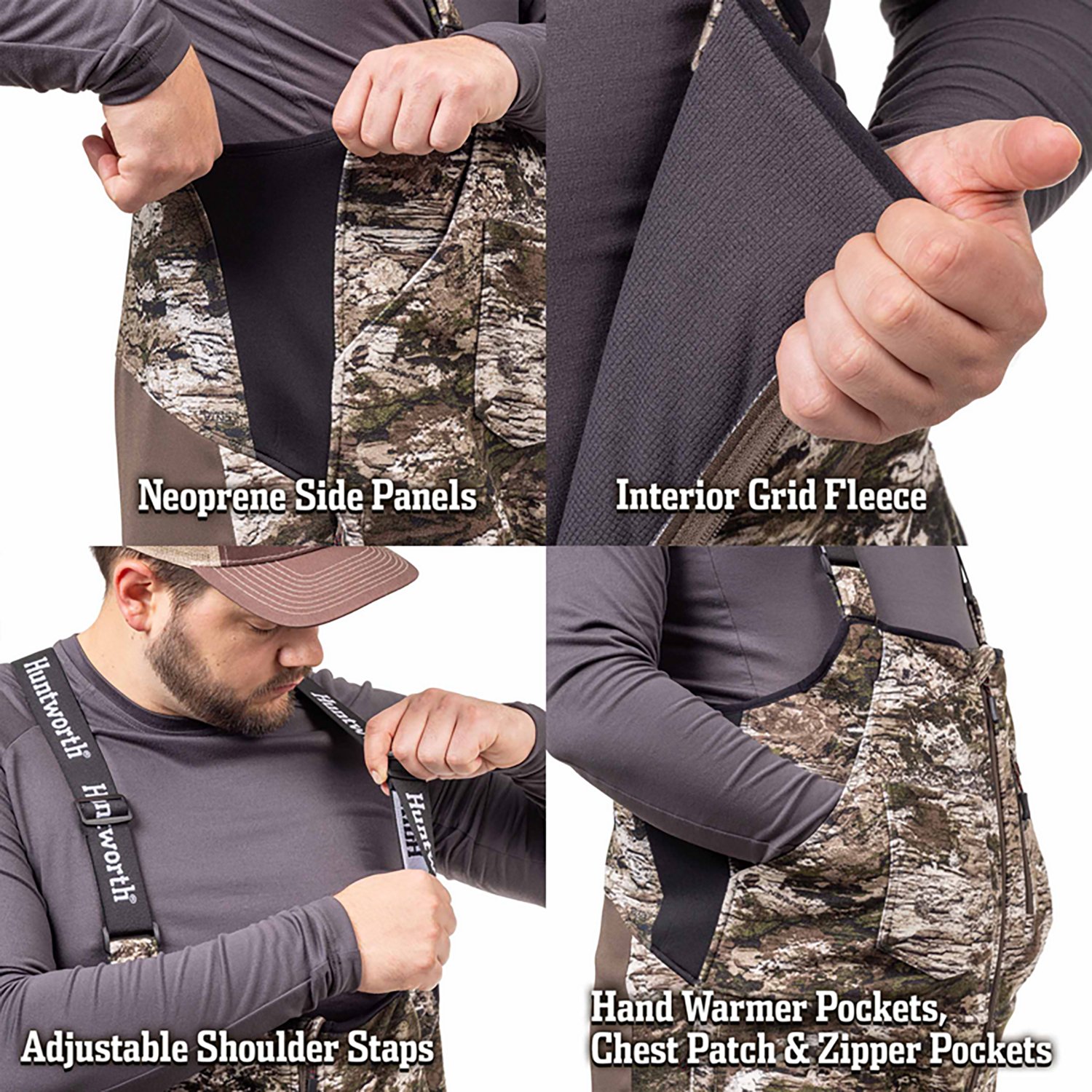 Huntworth Men's Elkins MW Softshell Grid-Fleece Lined Bib