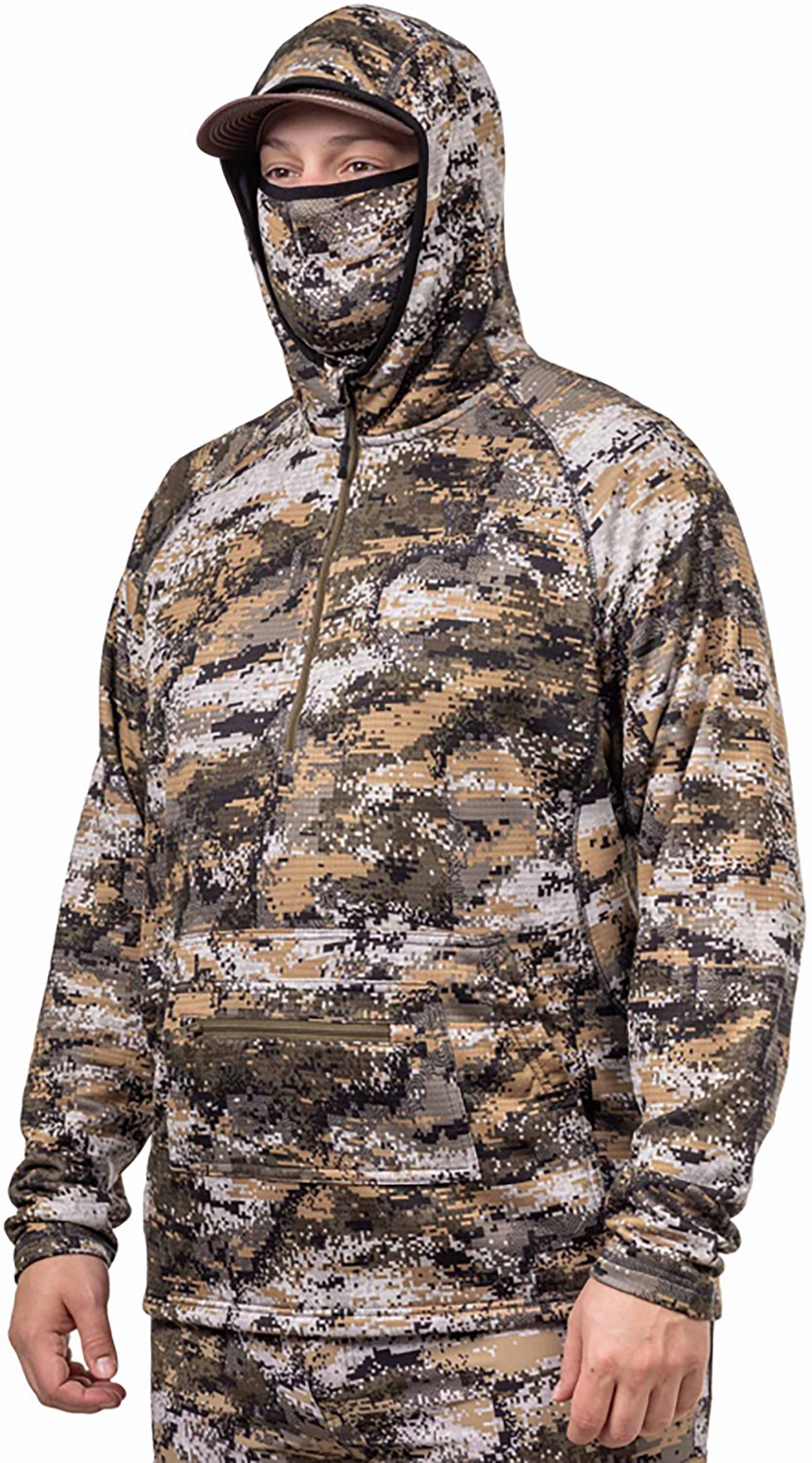 Huntworth Men's Shelton Facemask MW Grid Fleece Half Zip Hoodie - view number 4