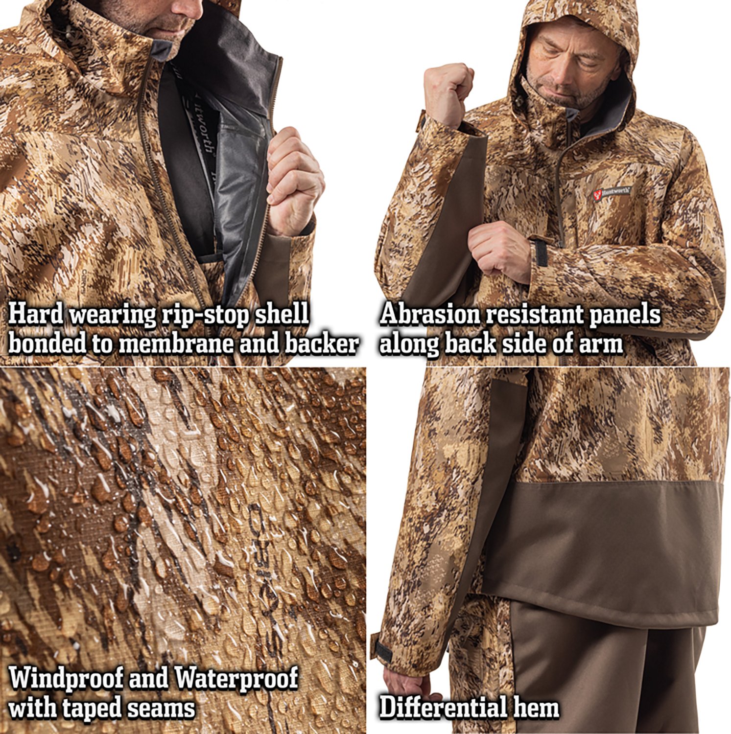 Huntworth Men's Goshen Lightweight Waterproof Waterfowl Rain Jacket - view number 6