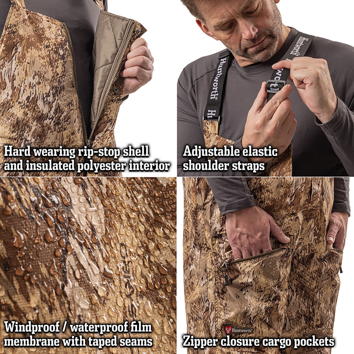 Huntworth Men's Moreau Midweight Waterproof Hunting Bib - view number 4