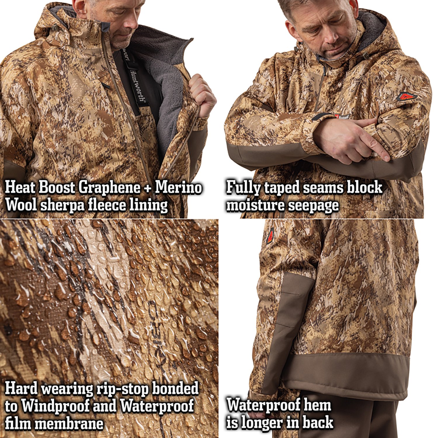 Huntworth Men's Huron Heat Boost Heavyweight Waterproof Waterfowl Hunting Jacket - view number 4