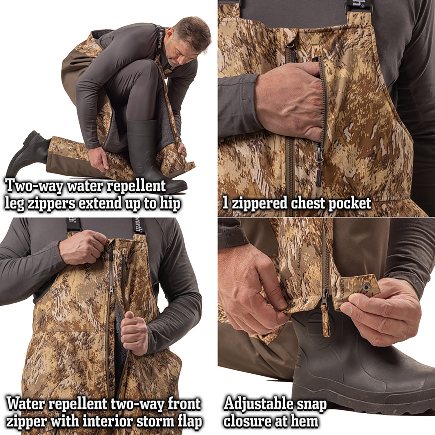 Huntworth Men's Huron Heat Boost Heavyweight Waterproof Waterfowl Hunting Bib - view number 5