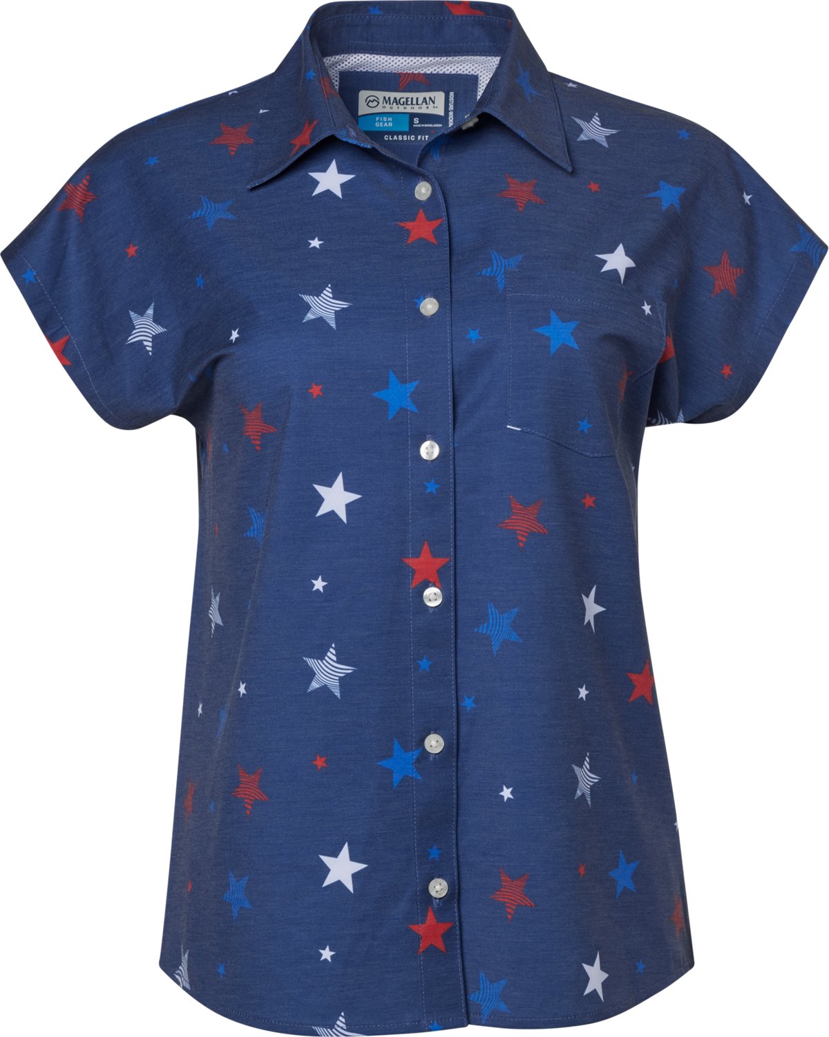 Magellan Outdoors Women's Americana Stars Button Up Short Sleeve Shirt