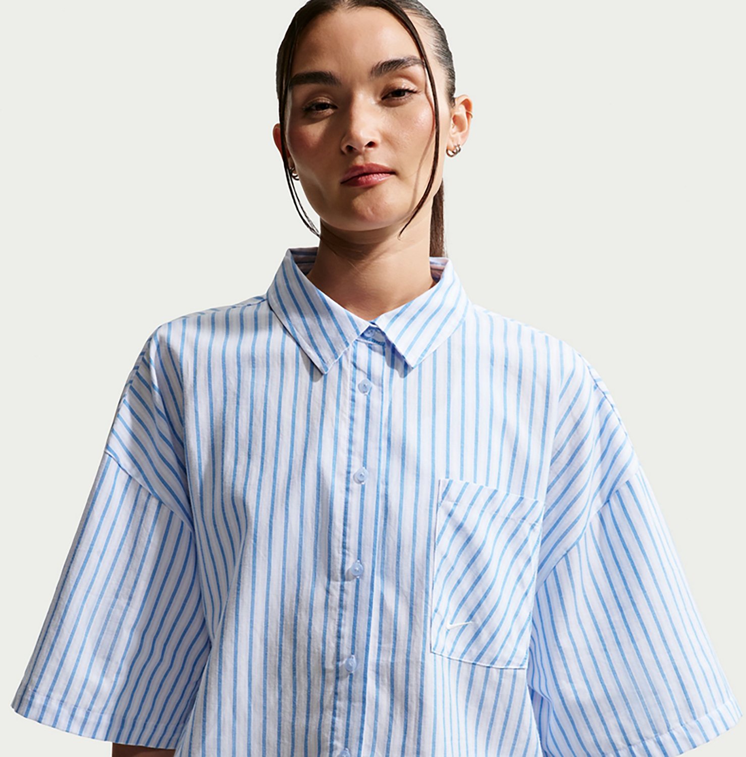 Nike Women's Sportswear Chill Poplin Oversized Striped Top - view number 3