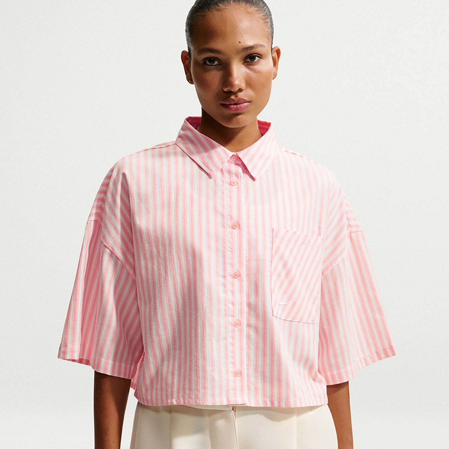 Nike Women's Sportswear Chill Poplin Oversized Striped Top - view number 3