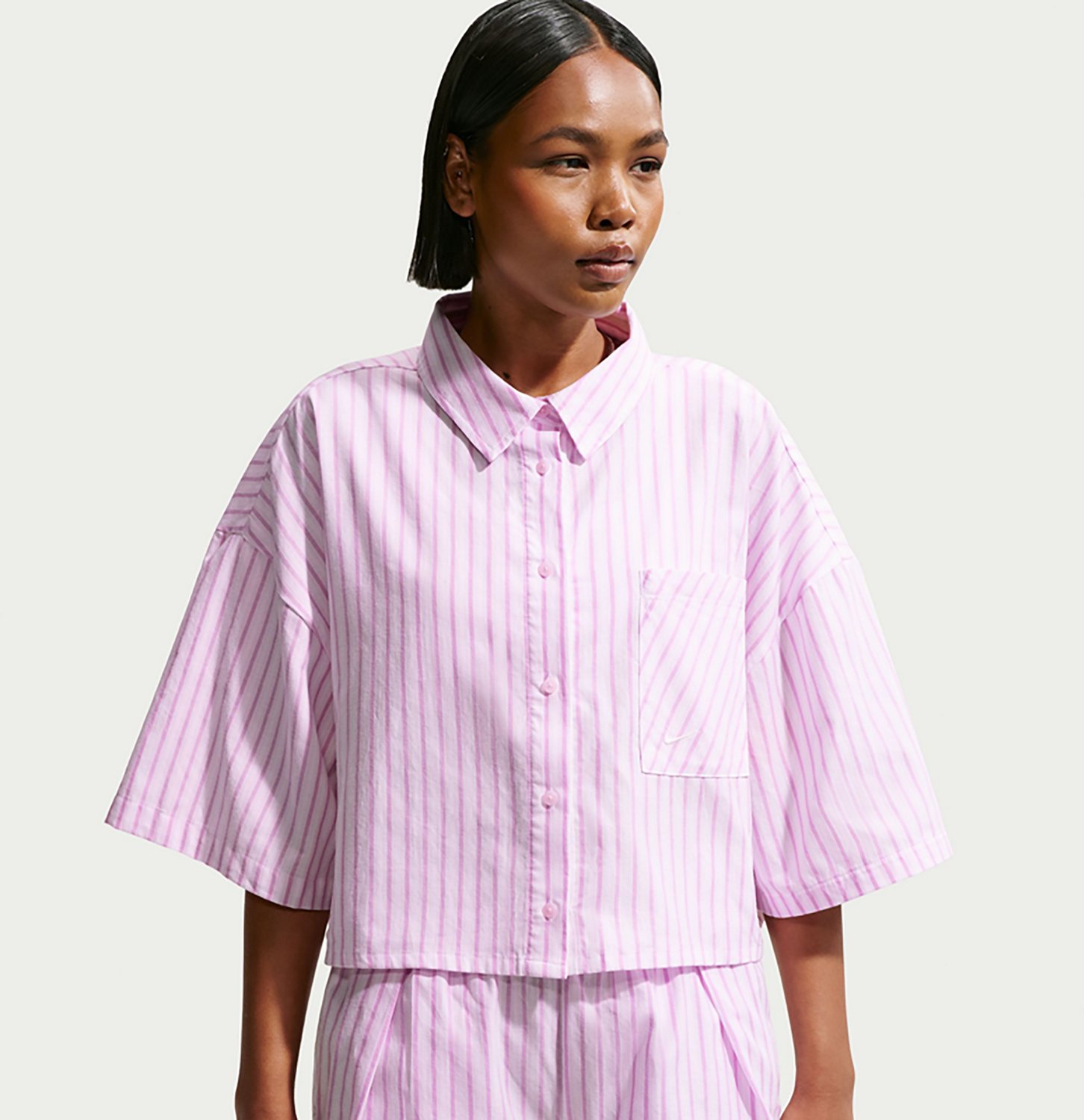 Nike Women's Sportswear Chill Poplin Oversized Striped Top - view number 3