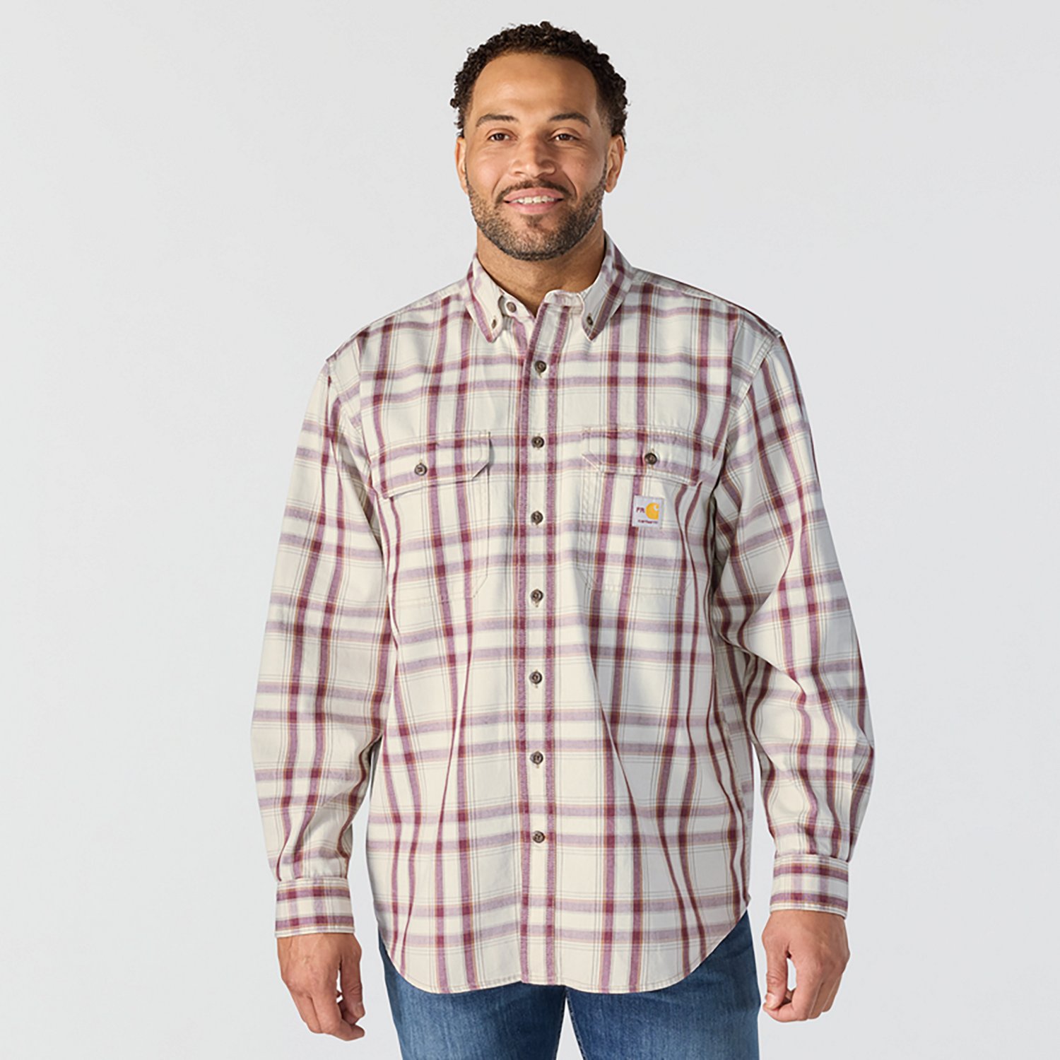 Carhartt Men's Flame-Resistant Force Rugged Flex Loose Fit Midweight Twill Plaid Shirt