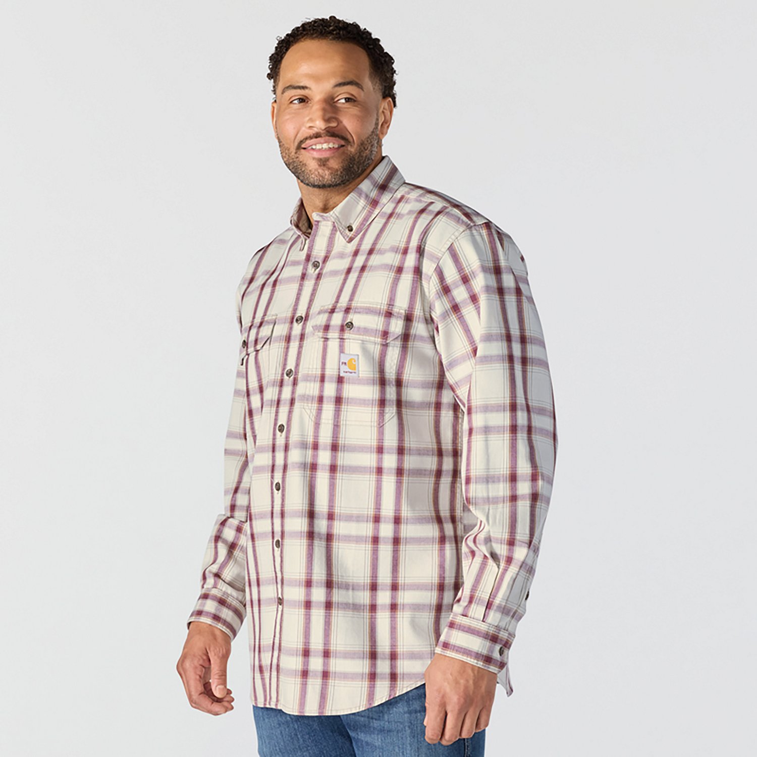 Carhartt Men's Flame-Resistant Force Rugged Flex Loose Fit Midweight Twill Plaid Shirt - view number 3