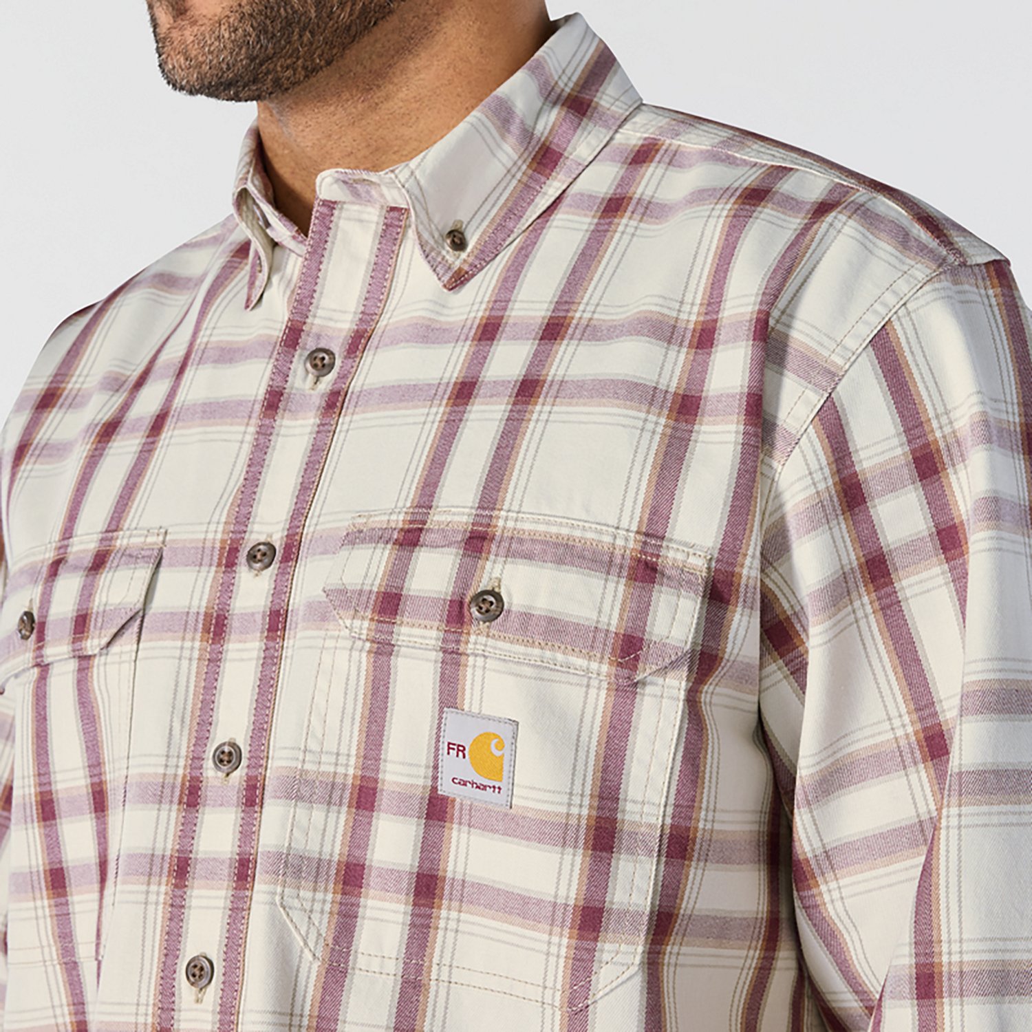 Carhartt Men's Flame-Resistant Force Rugged Flex Loose Fit Midweight Twill Plaid Shirt - view number 4