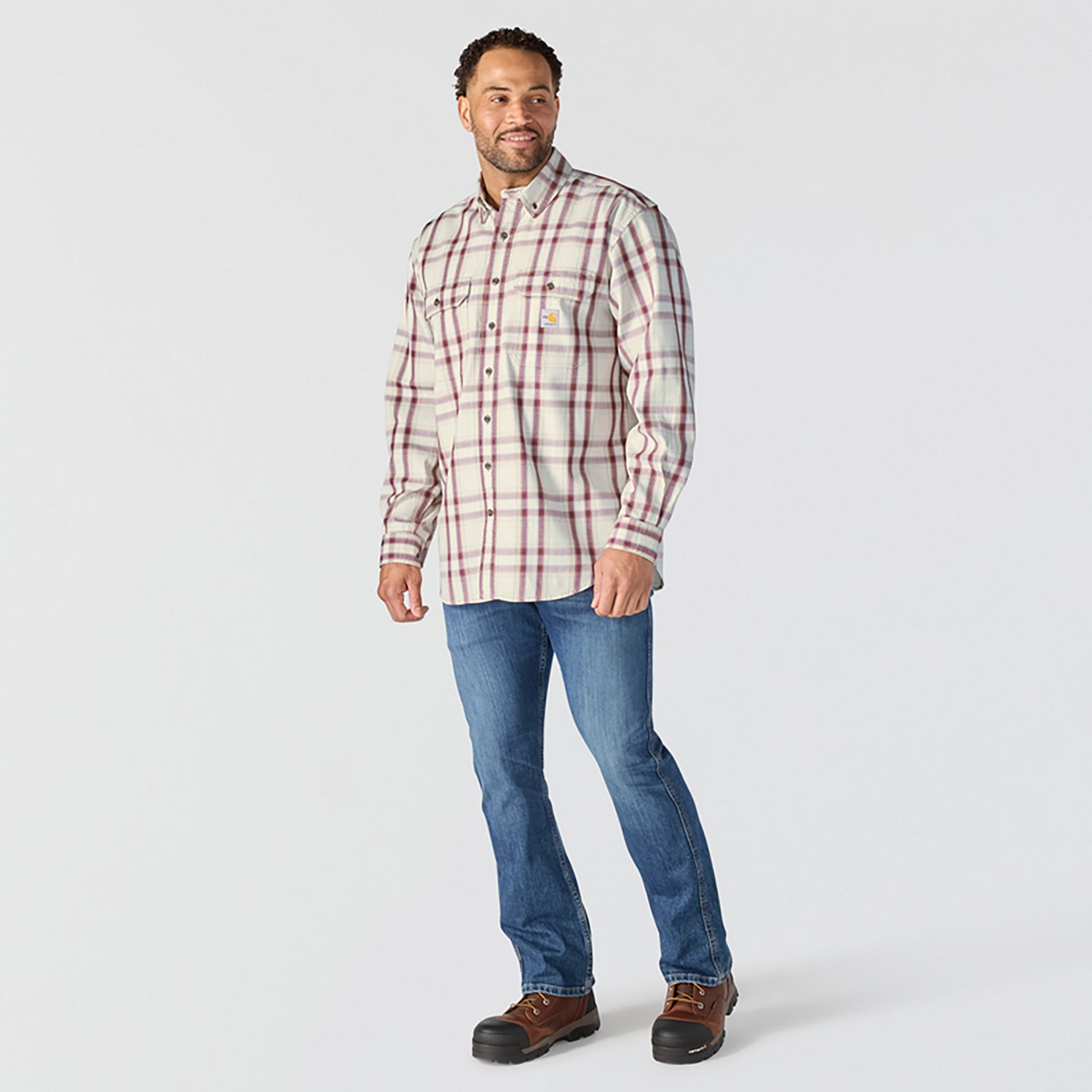 Carhartt Men's Flame-Resistant Force Rugged Flex Loose Fit Midweight Twill Plaid Shirt - view number 6