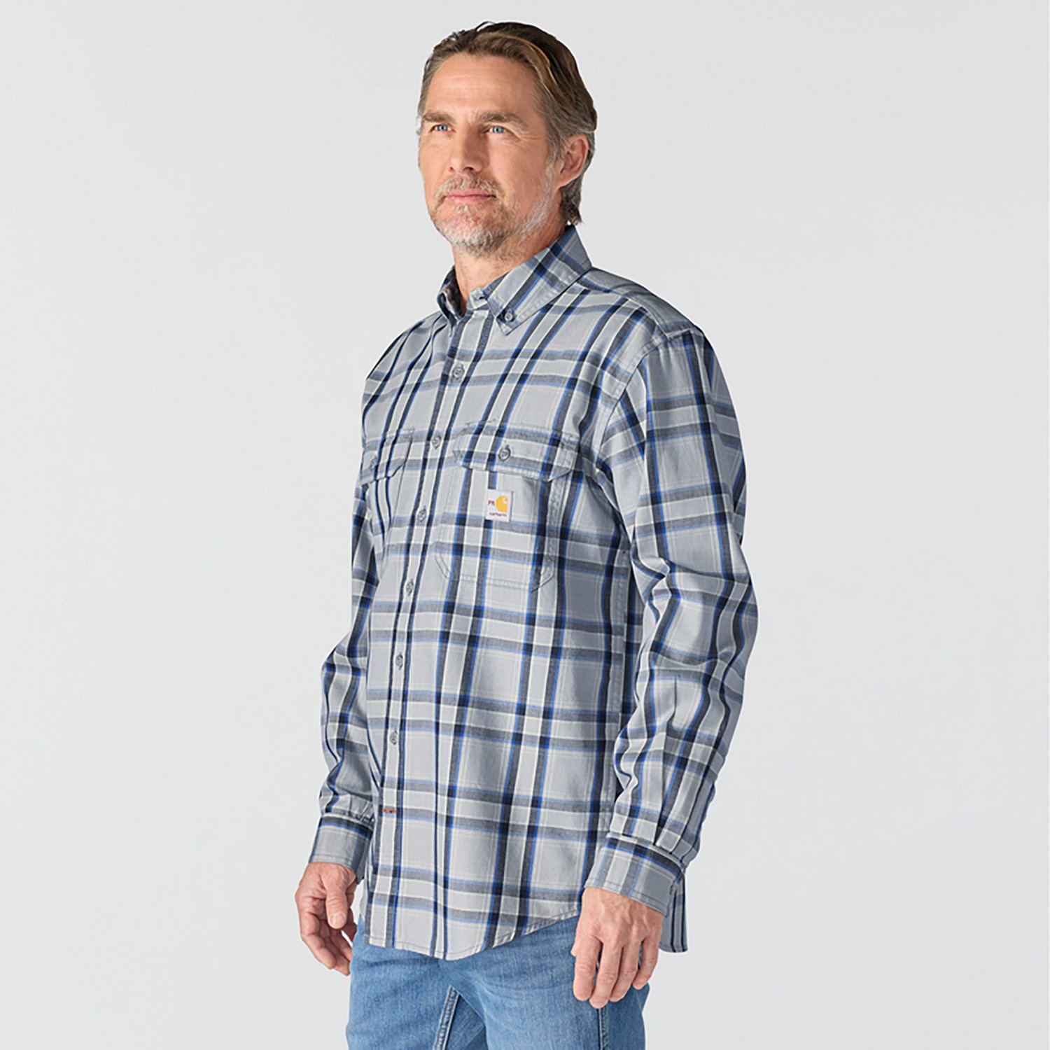 Carhartt Men's Flame-Resistant Force Rugged Flex Loose Fit Midweight Twill Plaid Shirt - view number 3