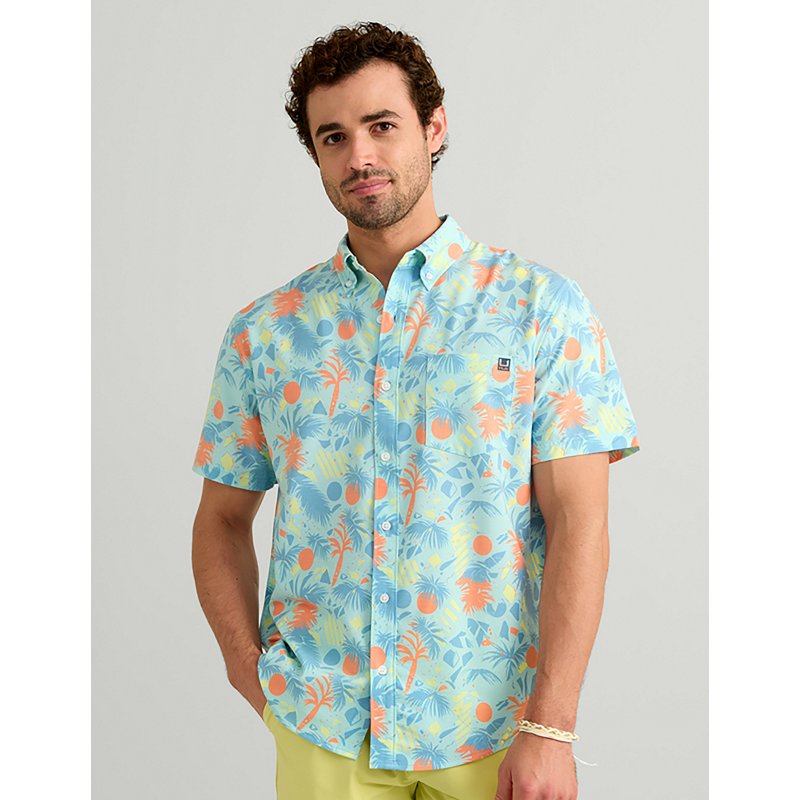 Huk Kona Short-Sleeve Button-Down Shirt - Caicos