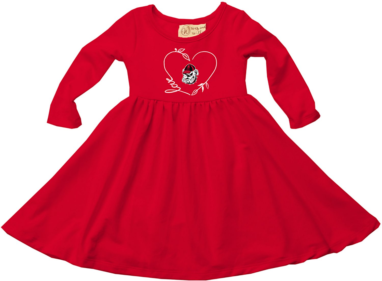 Wes & Willy Toddler Girls' University of Georgia School Heart Long Sleeve Twirl Dress