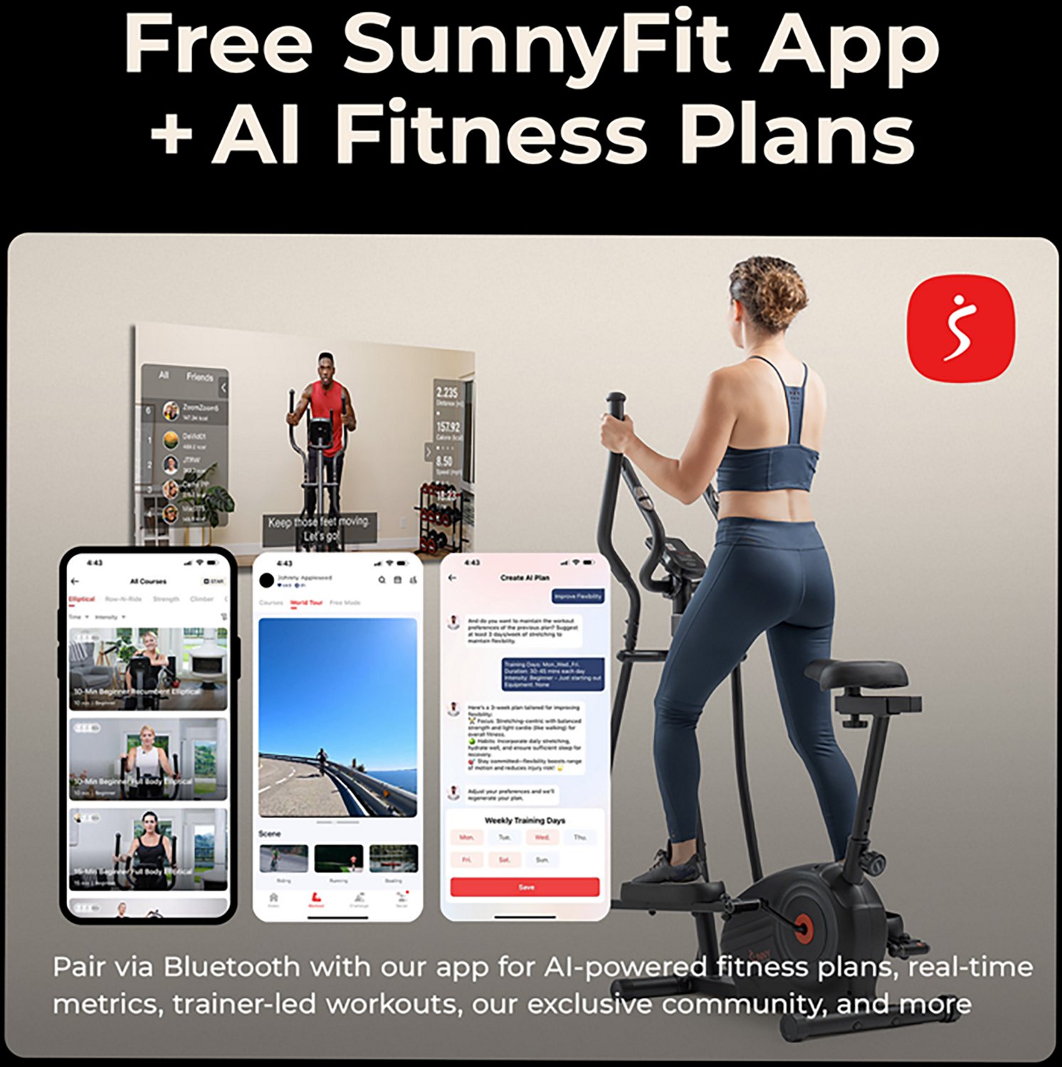 Sunny Health & Fitness Smart Compact 2-in-1 Sit/Stand Elliptical - view number 6