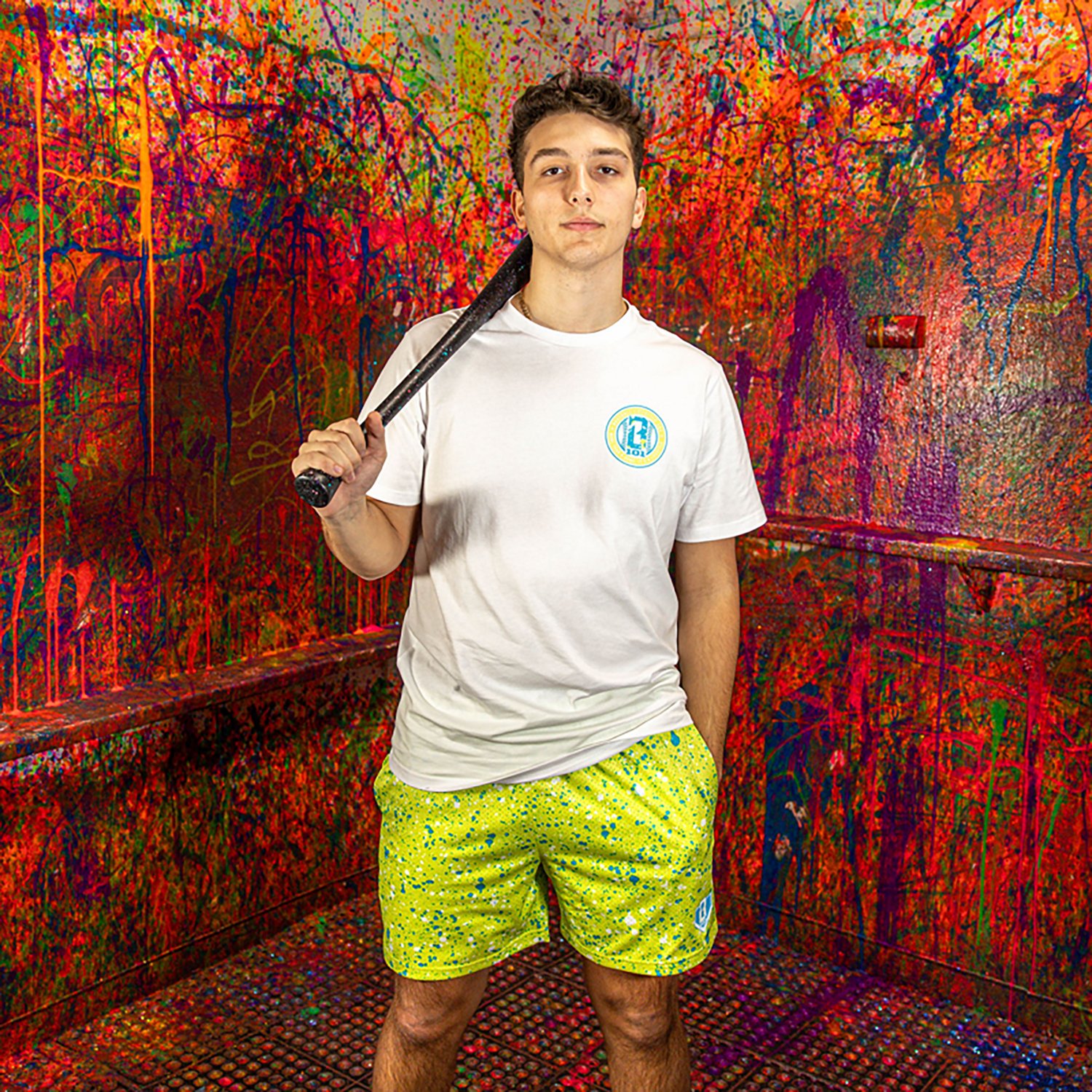 Baseball Lifestyle 101 Adult Splatter Shorts 5 in                                                                                - view number 2
