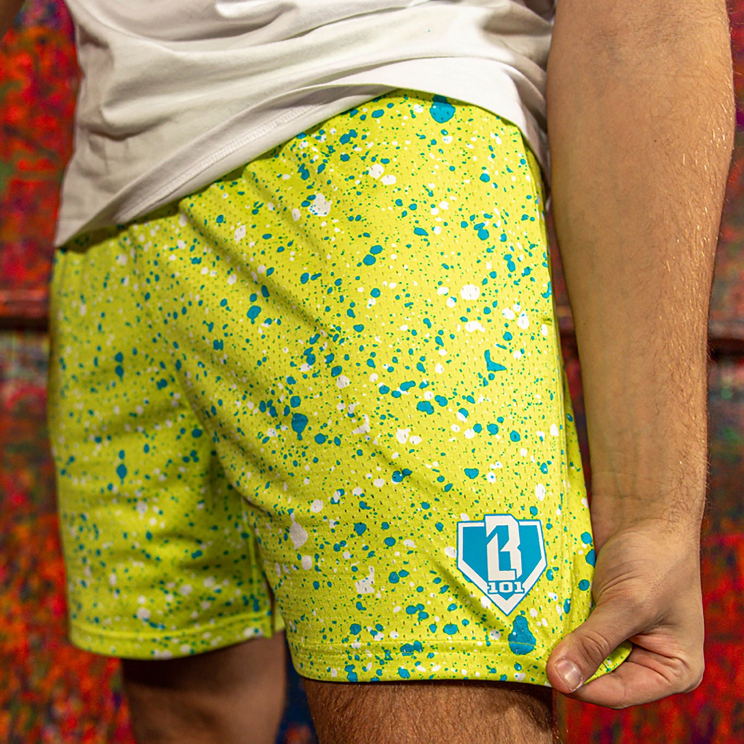 Baseball Lifestyle 101 Adult Splatter Shorts 5 in                                                                                - view number 3