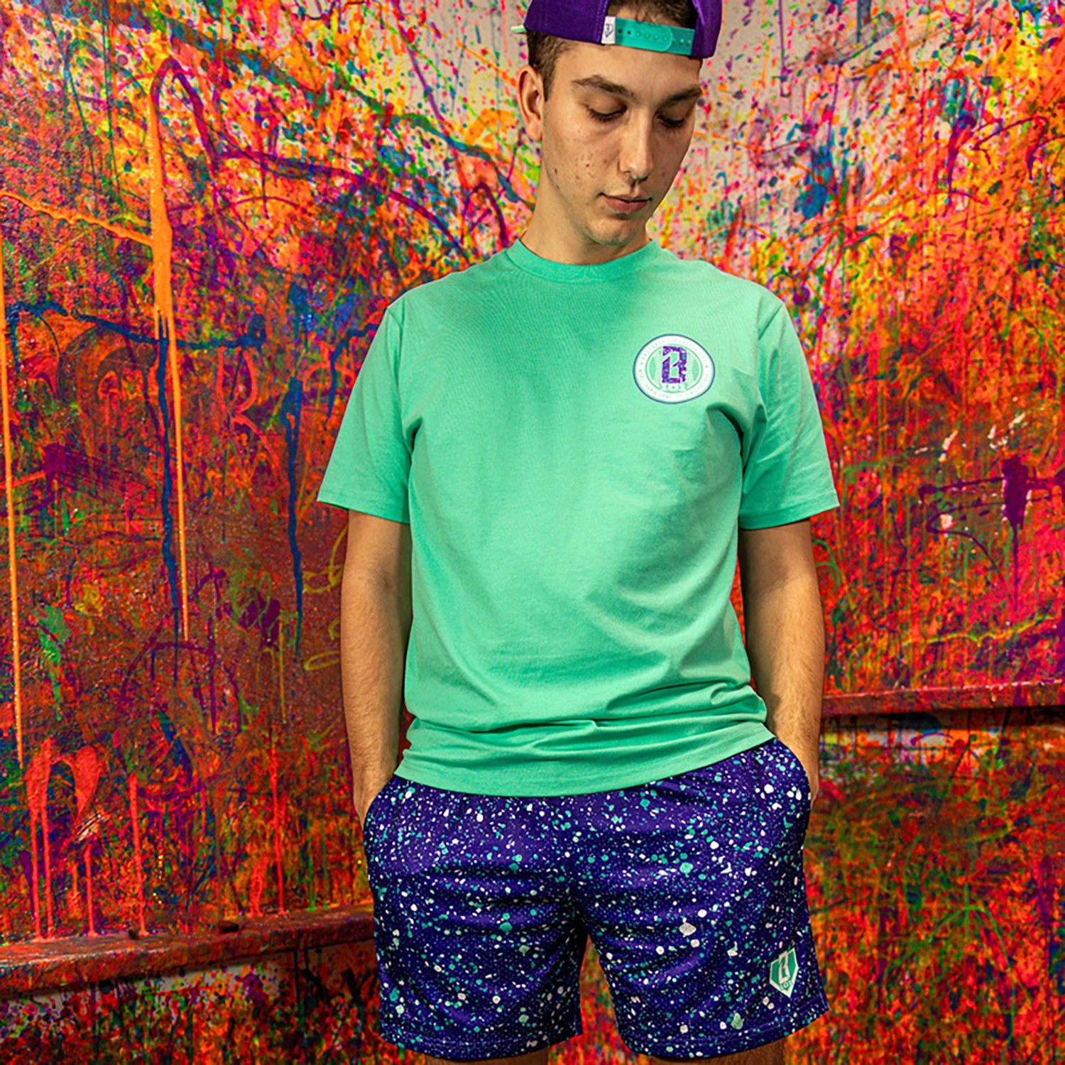 Baseball Lifestyle 101 Adult Splatter Shorts 5 in                                                                                - view number 2