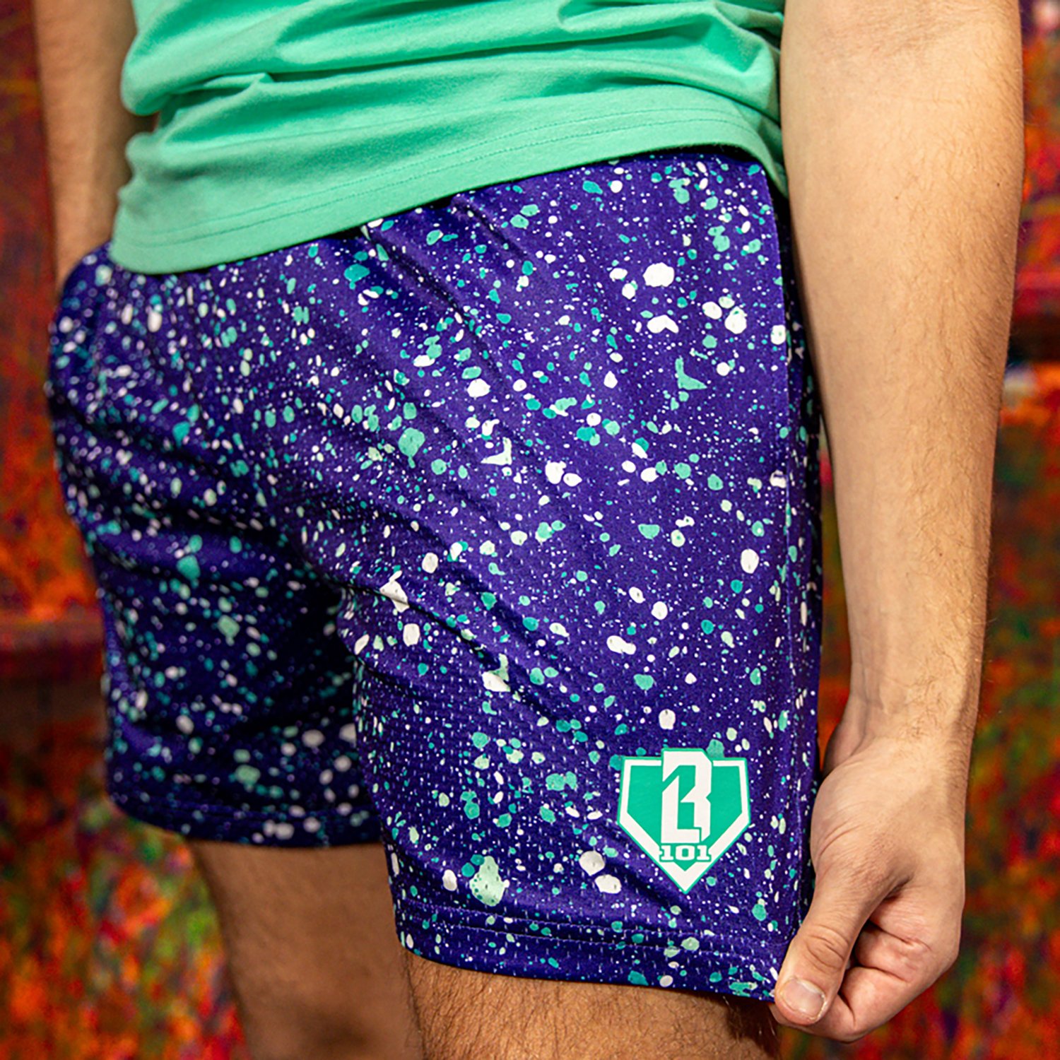 Baseball Lifestyle 101 Adult Splatter Shorts 5 in                                                                                - view number 3