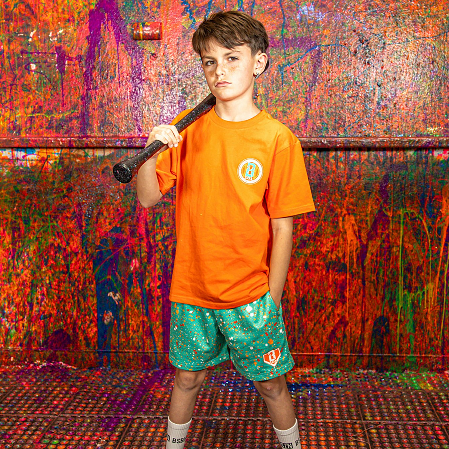 Baseball Lifestyle 101 Youth Splatter Shorts 5 in                                                                                - view number 2