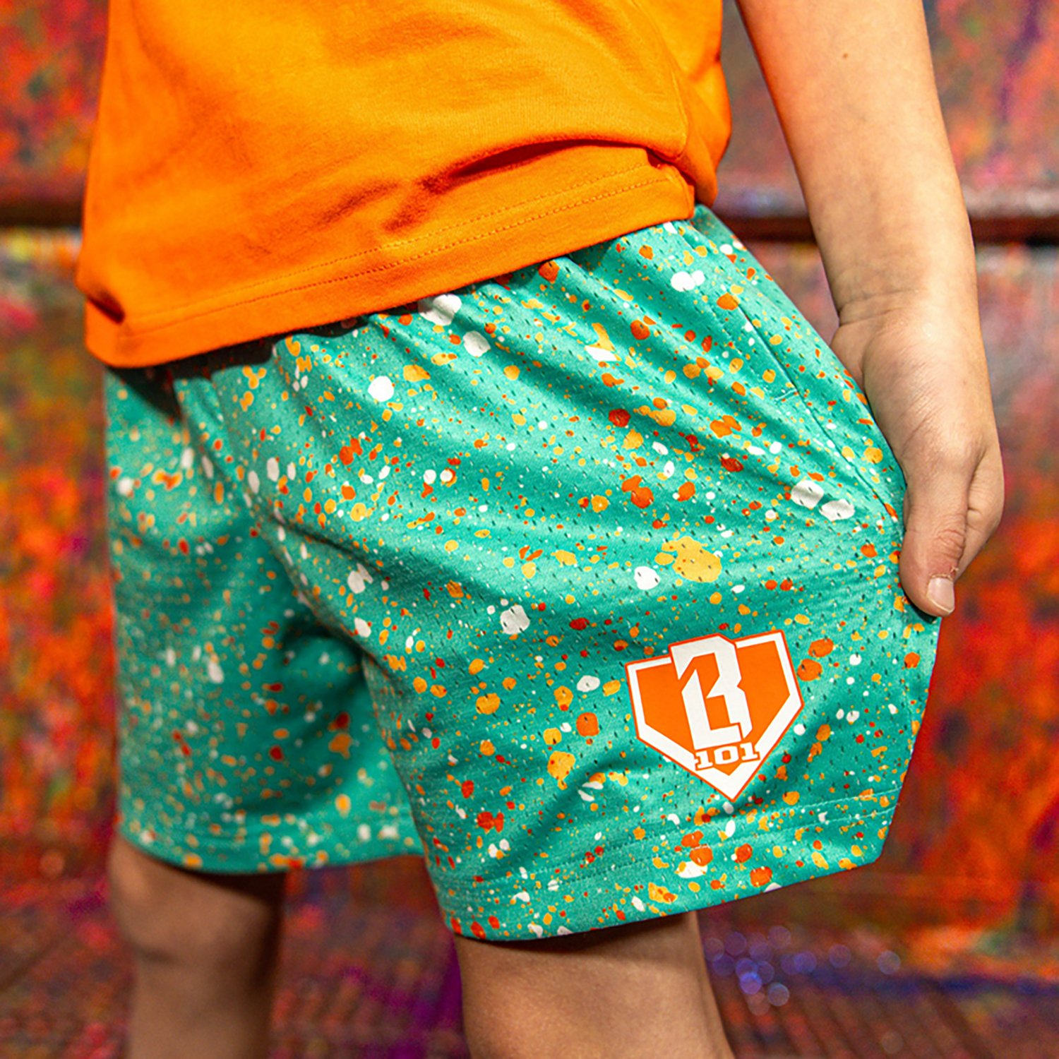 Baseball Lifestyle 101 Youth Splatter Shorts 5 in                                                                                - view number 3