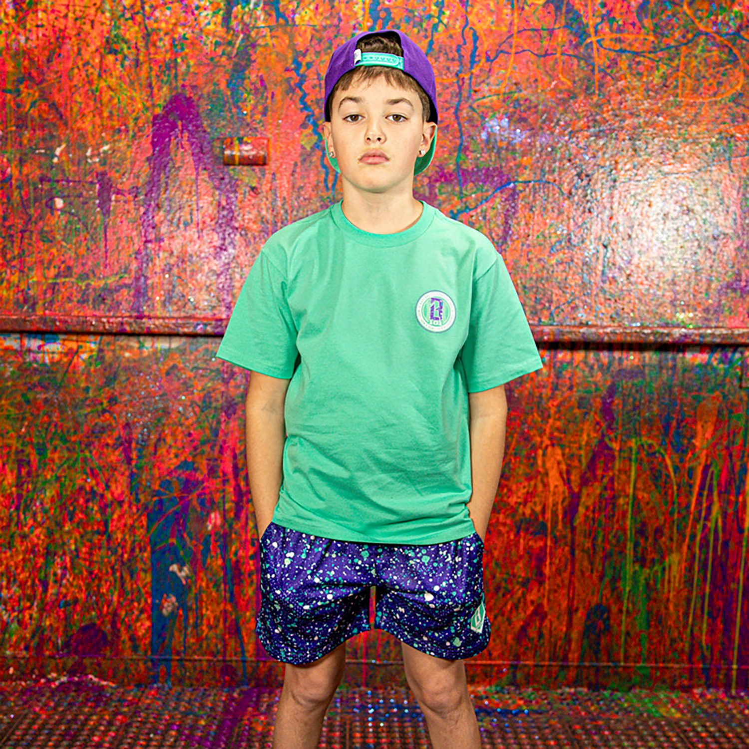 Baseball Lifestyle 101 Youth Splatter Shorts 5 in                                                                                - view number 3