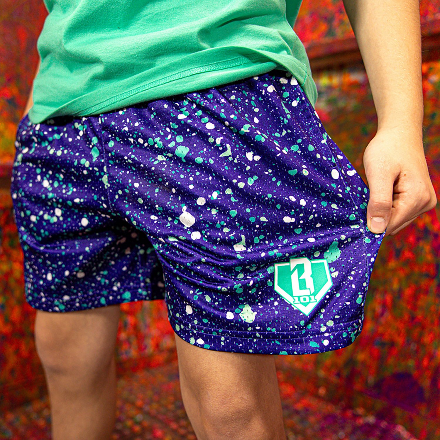 Baseball Lifestyle 101 Youth Splatter Shorts 5 in                                                                                - view number 4