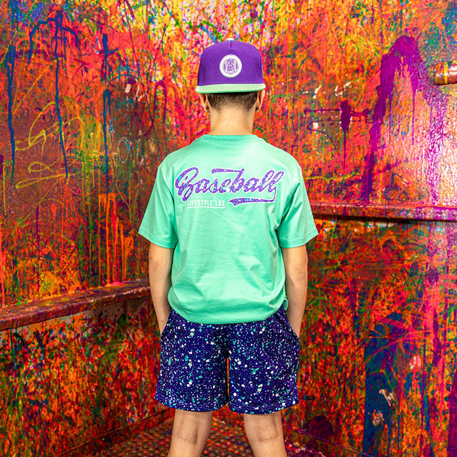 Baseball Lifestyle 101 Youth Splatter Shorts 5 in                                                                                - view number 5