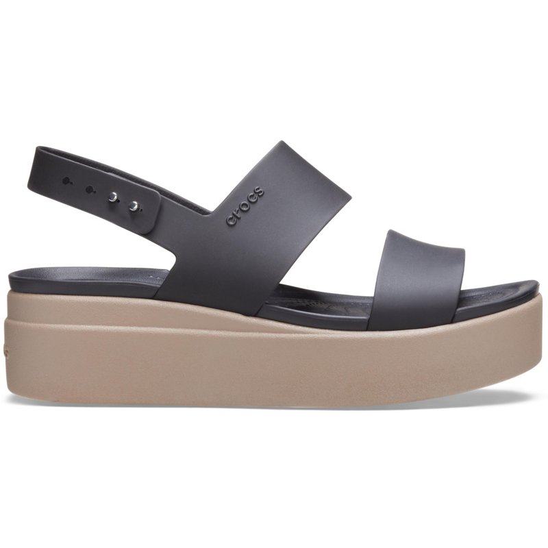 Crocs Women's Brooklyn Low Wedge Sandals from Finish Line - Black, Mushroom