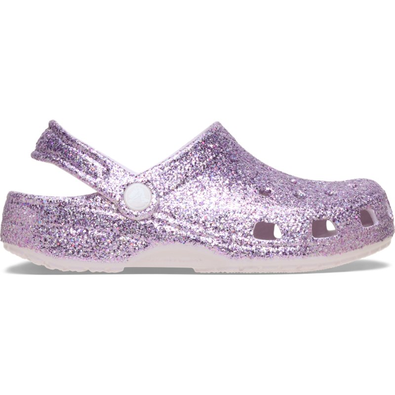 Crocs Kids' Classic Glitter Clogs, Size 3, Grape Ice
