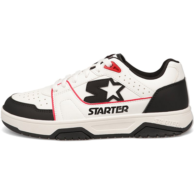Starter Men's Fast Break Low Round-Toe Sneakers - White/Black/Red