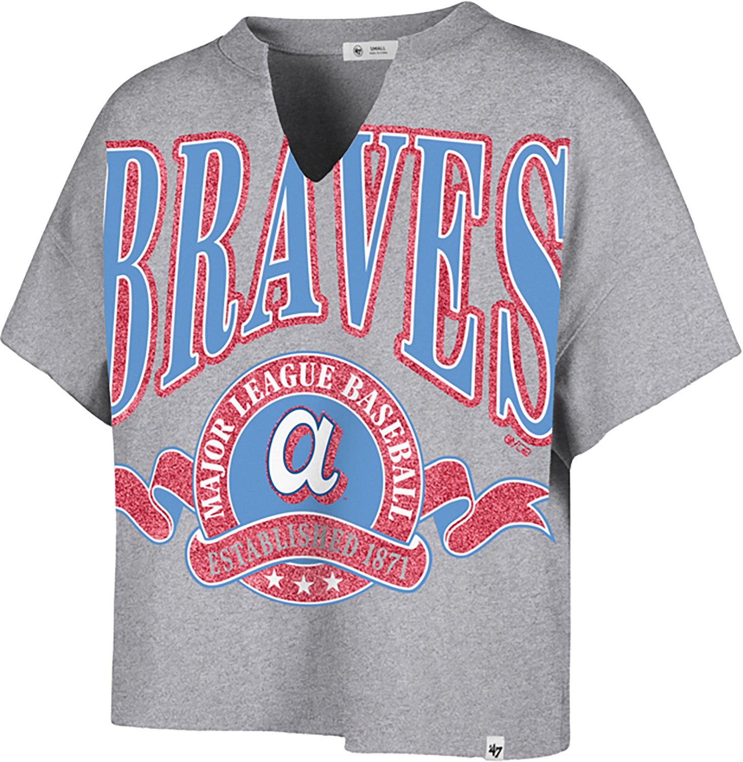 '47 Atlanta Braves Women's City Connect Banners Out Oversized Notch Neck T-shirt