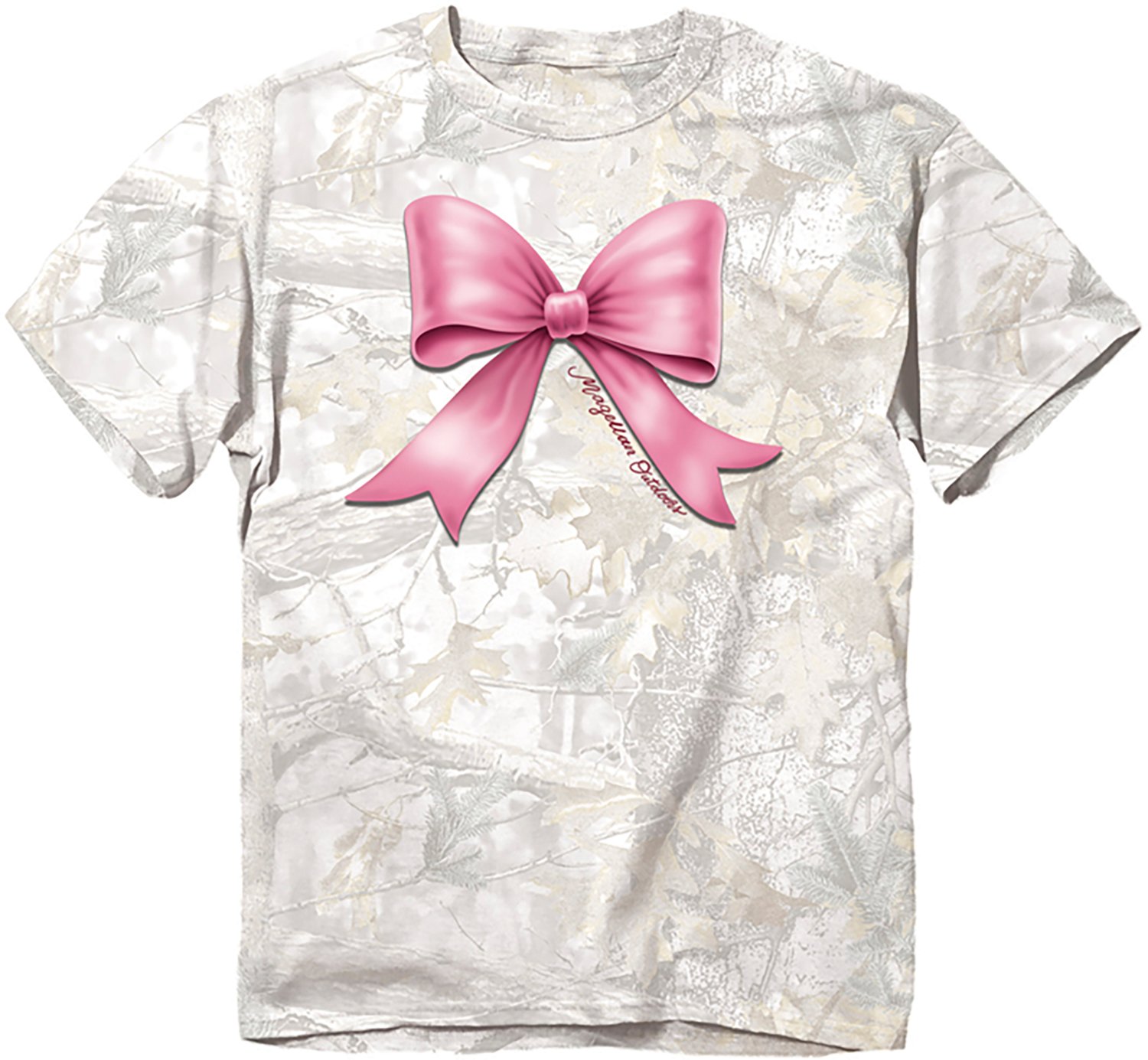 Magellan Outdoors Girls’ Camo Bow Graphic Short Sleeve T‑Shirt