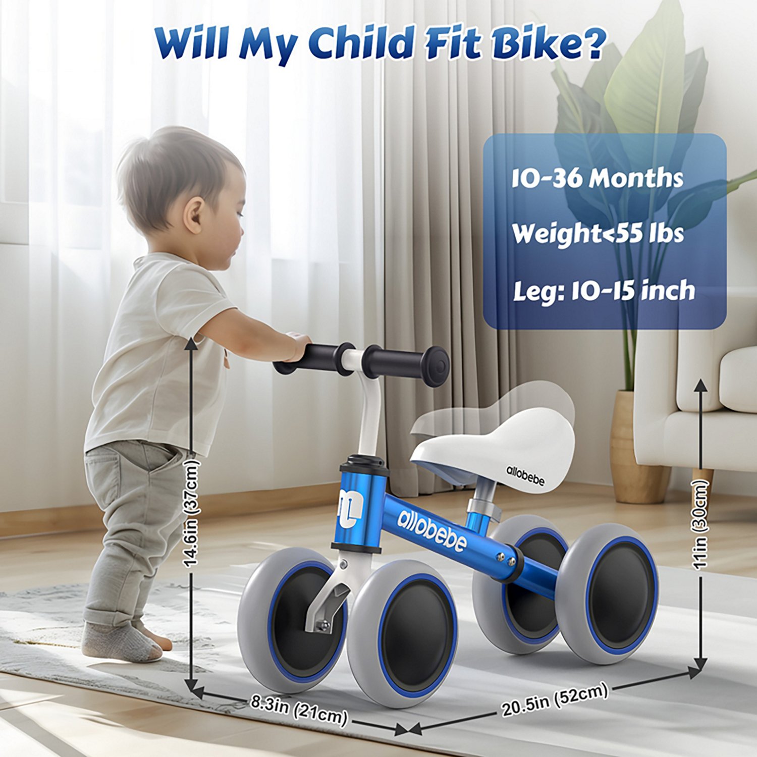 Allobebe Kids' 6" Adjustable 4-Wheel Balance Bike - view number 4