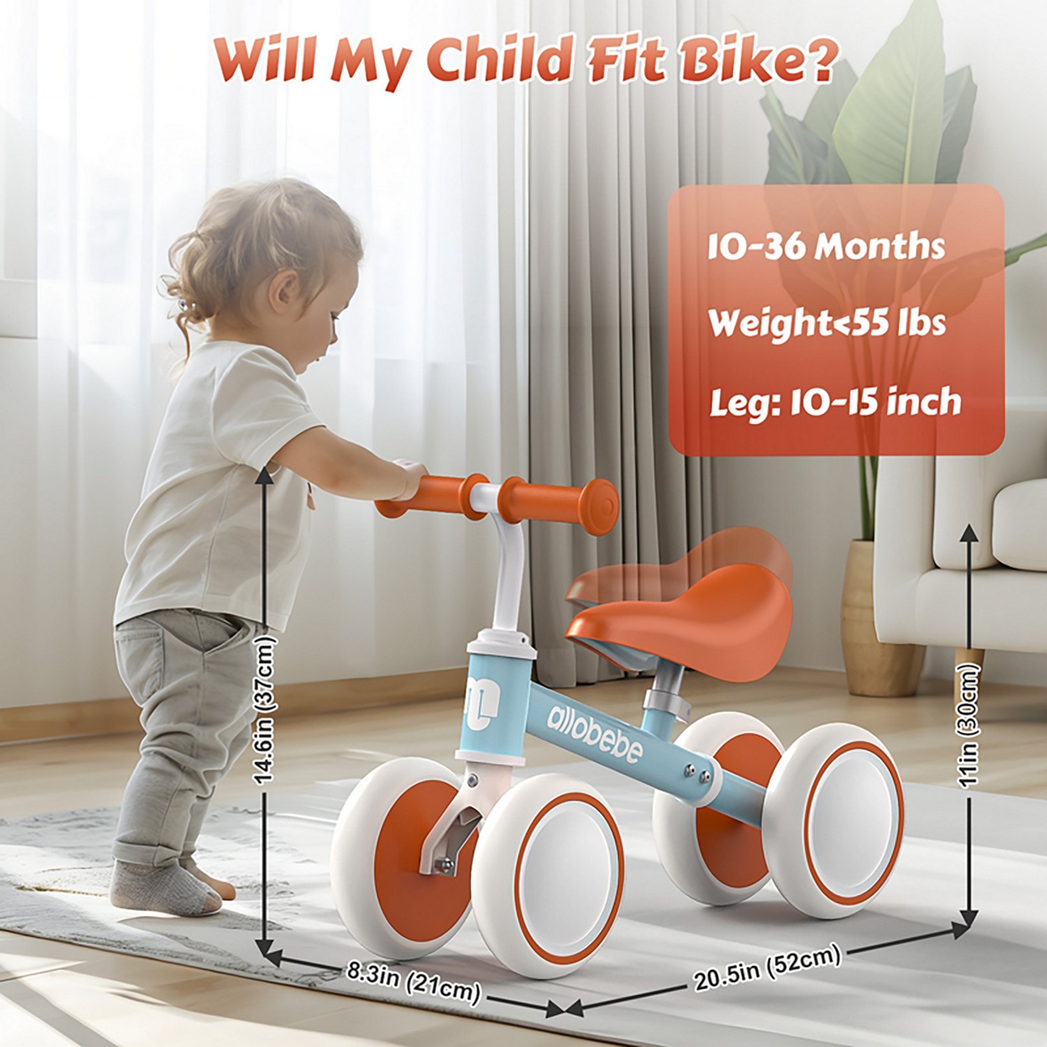 Allobebe Kids' 6" Adjustable 4-Wheel Balance Bike - view number 4