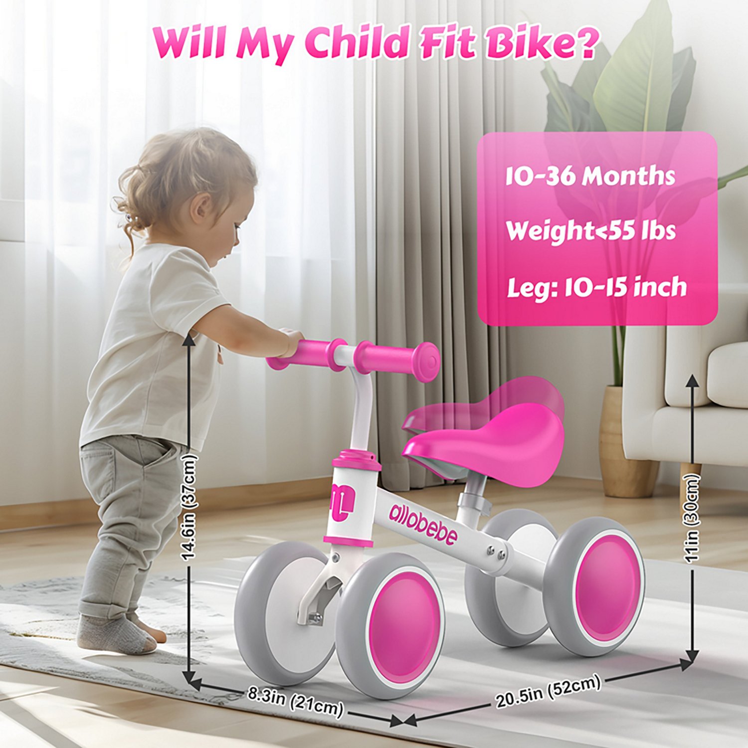 Allobebe Kids' 6" Adjustable 4-Wheel Balance Bike - view number 4