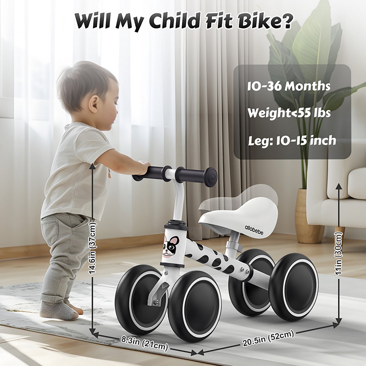 Allobebe Kids' 6" Adjustable 4-Wheel Balance Bike - view number 4