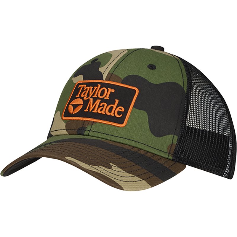 TaylorMade Men's Radar Golf Trucker Hat, Green Camo/Black