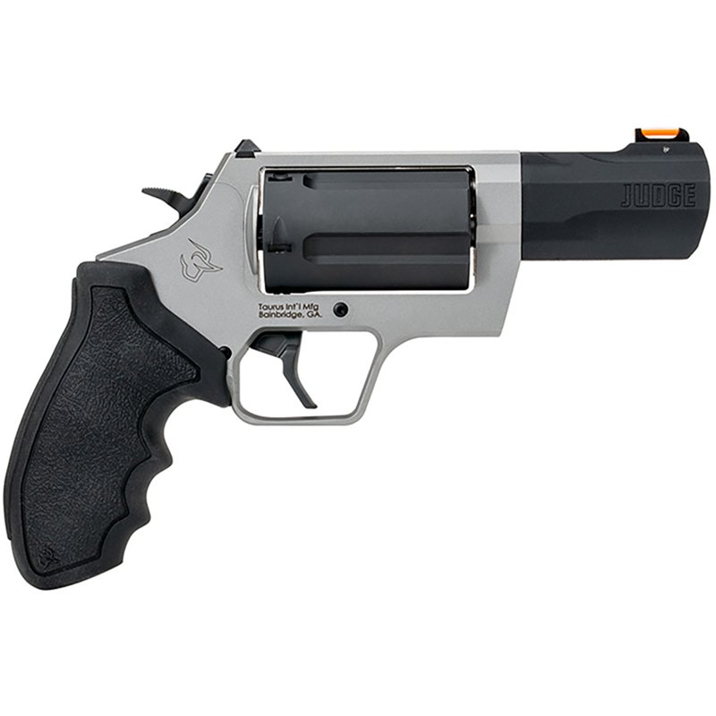 Taurus Judge .45 Colt/.410 Bore 3" Bbl Fiber Optic Front/Adjustable Rear Sights 5rd Cap DA/SA Rubber Grip Matte Black/Stainless Revolver 2-JUDGE35