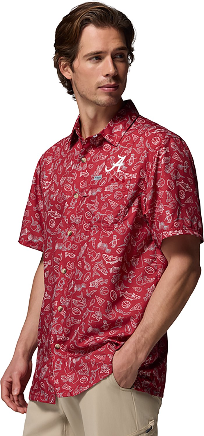 Columbia Sportswear Men's University of Alabama Collegiate PFG Super Slack Tide Livin Print Shirt