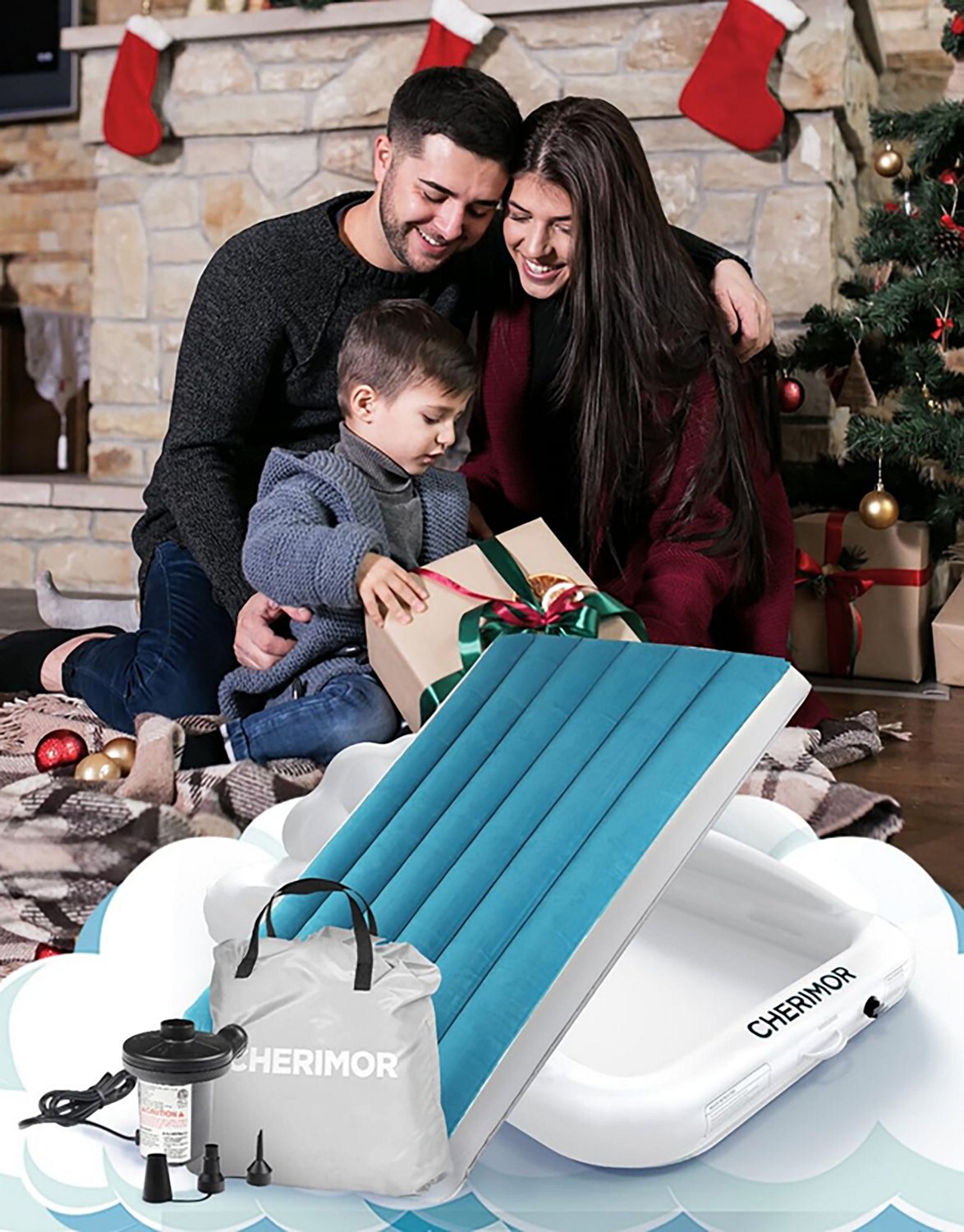 Cherimor 11 in. Toddler Airbed with Electric Pump and Bumpers