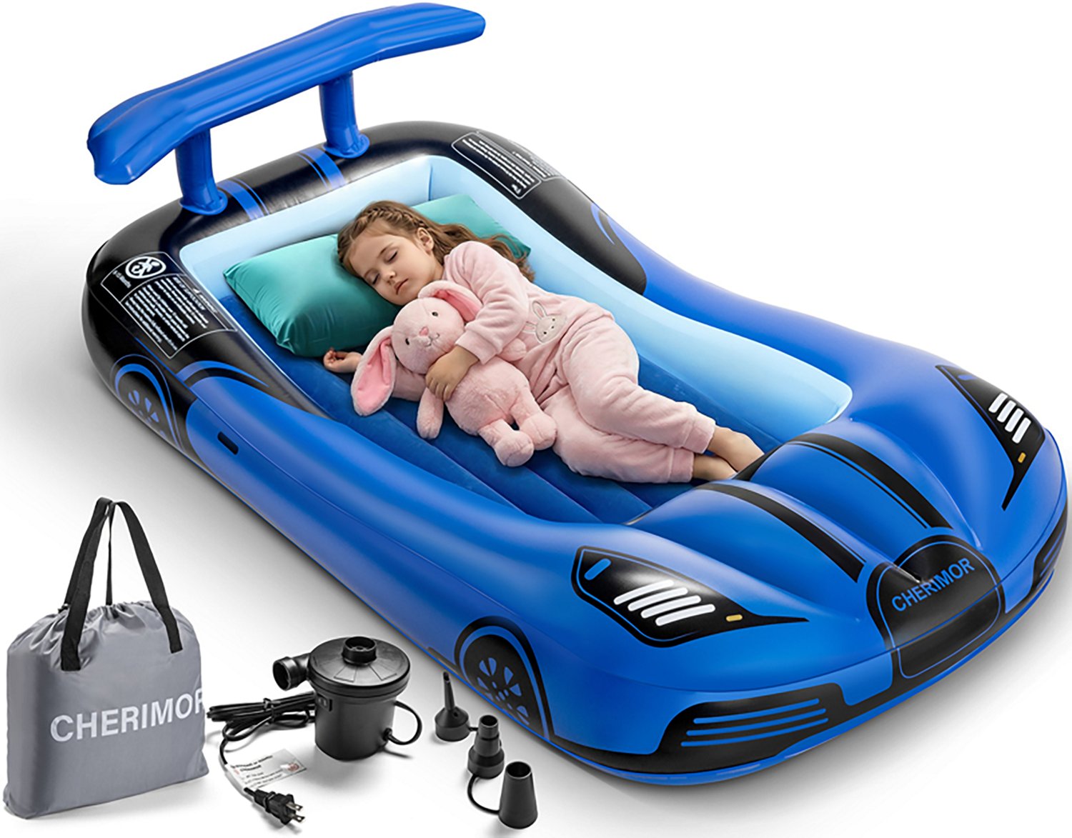 Cherimor 13 in. Toddler Airbed with Built‑In Pump and Guardrails