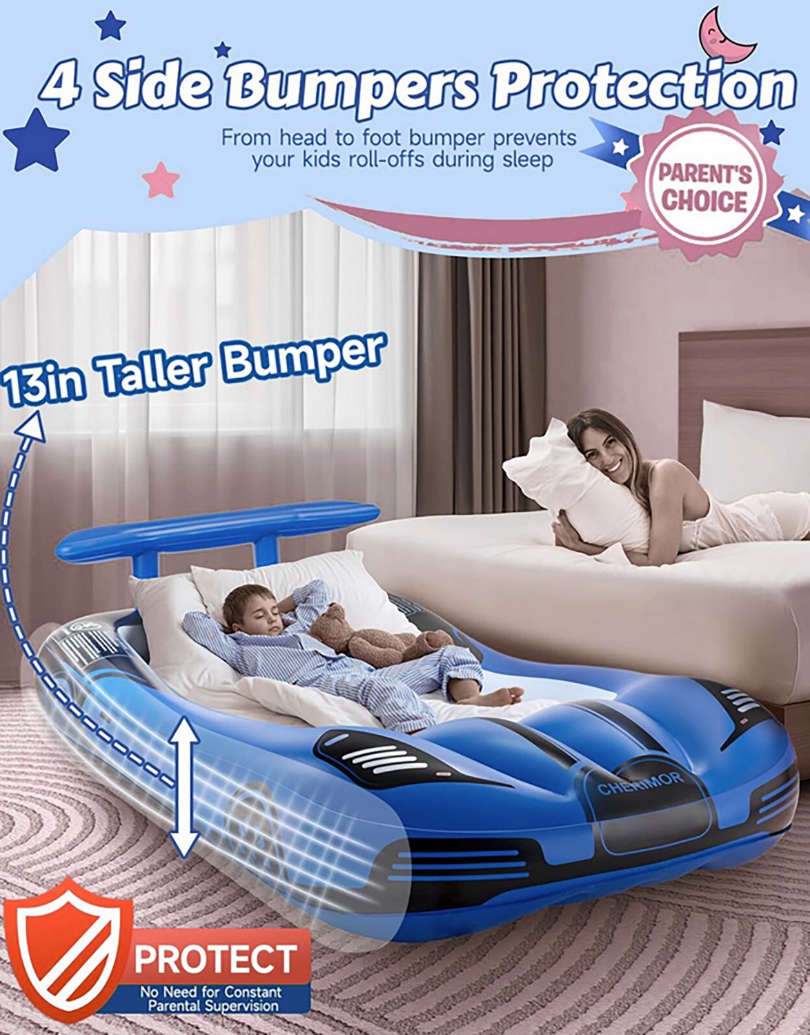 Cherimor 13 in. Toddler Airbed with Built‑In Pump and Guardrails - view number 5