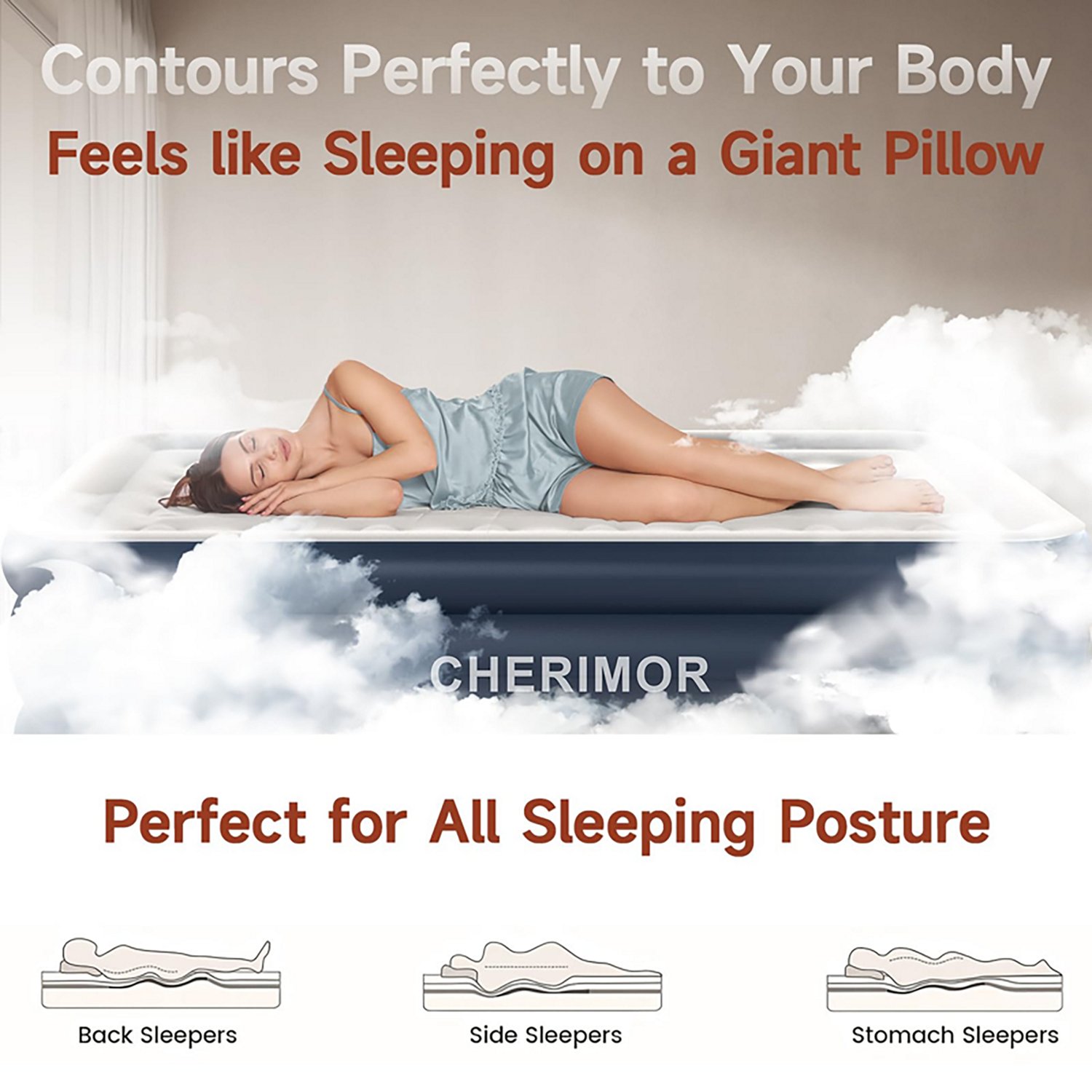 Cherimor 18 in. King Airbed with Built‑In Pump