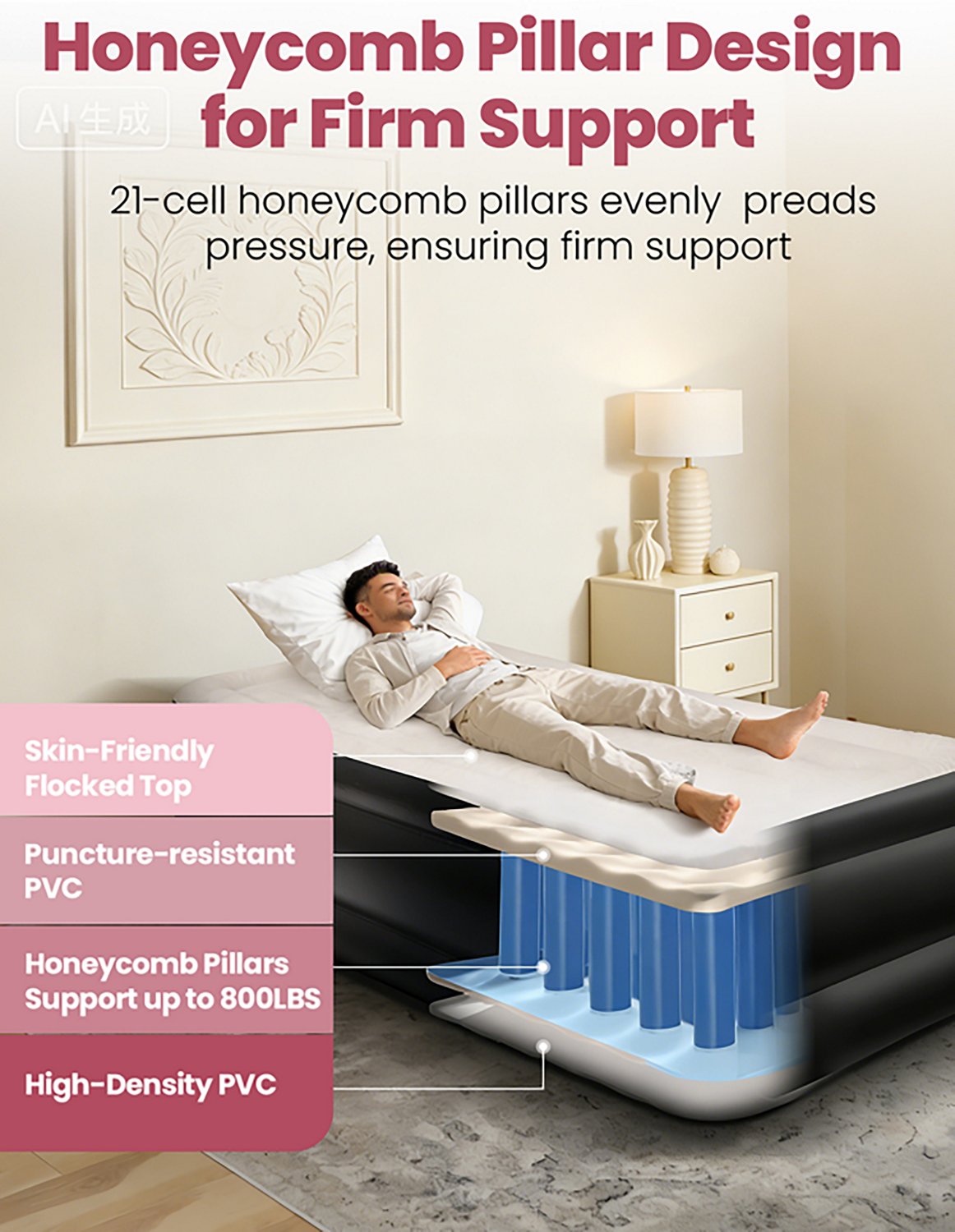 Cherimor 18 in. Series Twin XL Airbed with Built‑In Pump and Pillow‑Top Surface - view number 6