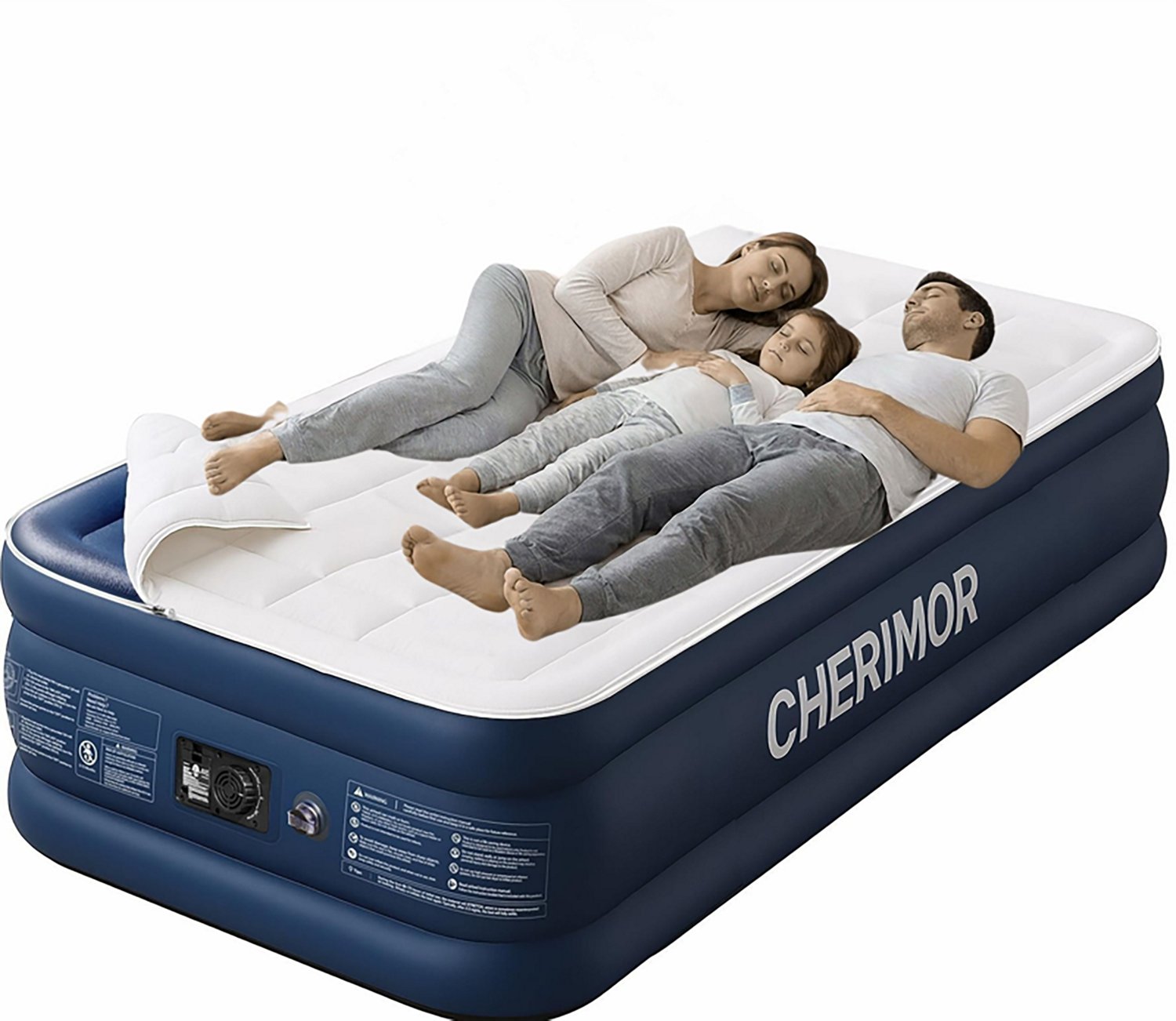 Cherimor 20 in. Series Twin XL Airbed with Built‑In Pump and Quilted Topper