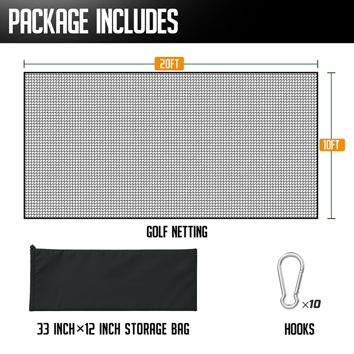 Zealfeel 10 x 20 ft Golf Practice Net Kit - view number 2